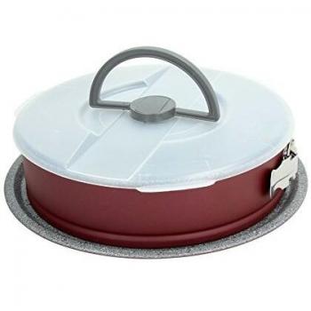 Tortiera Desmontable Sweet Cherry 26 cm con Tapa Antigoteo de Acero al Carbono Roja