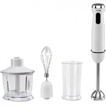 Batidora de mano Orbegozo 1000W con accesorios: picador universal, vaso mezclador y batidora de alambre