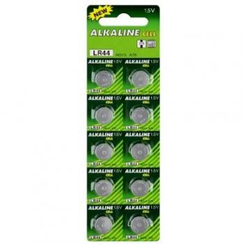 Paquete de 10 Pilas Botón Alcalinas LR44 AG13, 1.5V, Compatible con V13GA, GPA76 y 357A