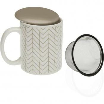 Taza con Filtro para Infusiones Versa Eris Gres, material de gres, diseño elegante y moderno, incluye filtro para infusiones, capacidad adecuada para bebidas calientes, apta para lavavajillas y microondas