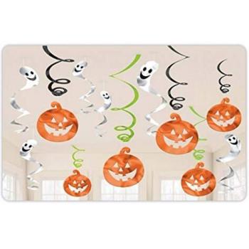 Amscan International – 670460 calabazas y fantasmas diseño de espirales para colgar decoraciones