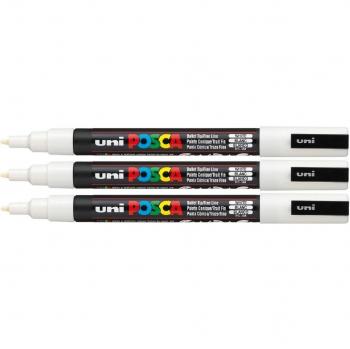 Uni Posca PC-3M blanco pintura rotulador para pizarra 1,5 mm punta fina de bala USB para notebooks en cualquier superficie cristal y Metal madera tejido de plástico