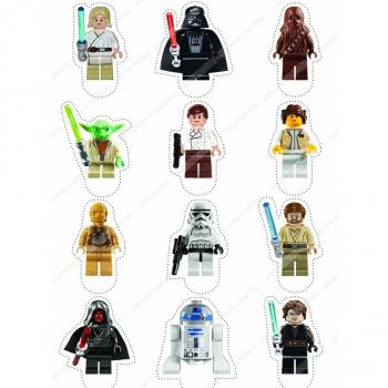 12 x Cakeshop decoración para pasteles comestibles PRECORTADAS de Lego Star Wars