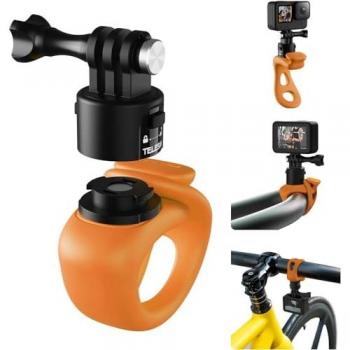 Soporte Multifuncional de Silicona Naranja para Cámaras Deportivas con Liberación Rápida