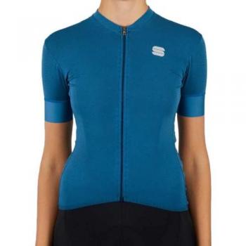 Maillot Sportful Monocrom de Manga Corta Azul Neutro para Mujer - Talla L