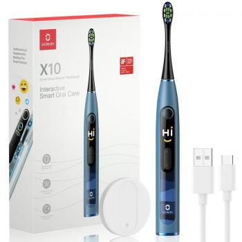 Cepillo de Dientes Eléctrico Oclean X10 - Cepillo de dientes eléctrico con conexión Bluetooth, pantalla táctil a color, 4 modos de limpieza, batería de larga duración, diseño ergonómico y tecnología de detección de