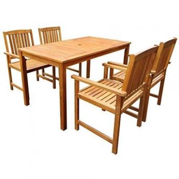 vidaXL 5 Piece Outdoor Dining Set Solid Acacia Wood
