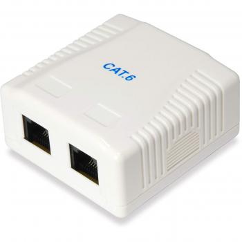 Roseta de Superficie Cat6 Doble RJ45 Blanca