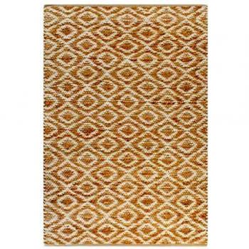 vidaXL Alfombra de Yute Tejida a Mano Tela 120x180 cm Natural y Blanca Moqueta