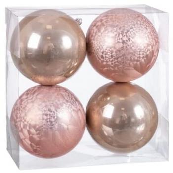 Bolas de Navidad Beige Plástico 10 x 10 x 10 cm (4 Unidades)