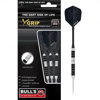 Bulls Bull's X-Grip X2 Steel Dart 20g Dardos, Unisex Adulto, Negro/Plateado, 20 g