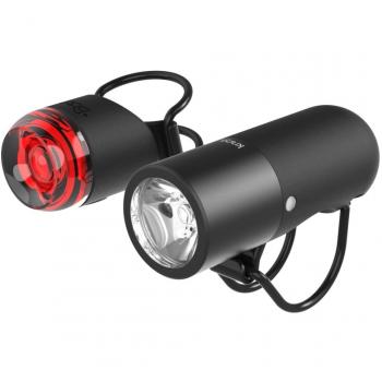 Knog Conjunto De Luces Plugger Negro - Set de luces LED recargables, diseño compacto y ligero, resistente al agua, incluye luz delantera y trasera, fácil instalación sin herramientas, múltiples modos de iluminación