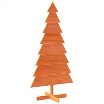 Árbol de Navidad de adorno de madera maciza de pino marrón con cera, 150 cm