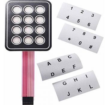 Teclado de Membrana Autoadhesivo APEM AC3535, Matriz 4x4 con Etiquetas y Pockets para Inserciones