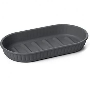 Tatay Jabonera de Baño Baobab, de Plástico, Libre de BPA, Gris Antracita, Medidas 15 x 8,2 x 2,1 cm