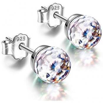 Alex Perry Regalo del Día de la Madre Pendientes Transparentes de Plata Esterlina 925 Stud Plata Regalo para Sus Joyas de Navidad Mujeres Cristales de Swarovski para Niñas Aniversario Cumpleaños