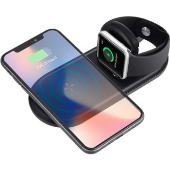 Cargador Inalámbrico Rápido , Sararoom Wireless Charger para iPhone X / 8/8 Plus, Apple Watch Serie 2 / 3 , Base de carga plegable 7.5 W / 10 W para Samsung Galaxy S9 / 8 / 8.9 +
