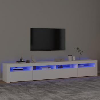 Mueble de TV moderno con luces LED blancas 240x35x40 cm para salón