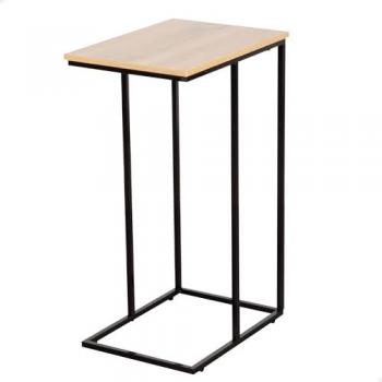 Mesa Auxiliar C de Madera y Acero, 40x30x66 cm, Soporta 6 kg, Estable y Resistente, con Sistema de Nivelación, Estilo Industrial