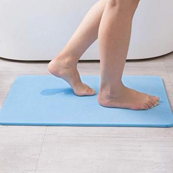Alfombra de Baño de Diatomita Azul | Secado Rápido | Antibacteriana | Antideslizante | Super Absorbente | Rígida | 39x60cm