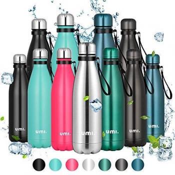Umi. by Amazon - Botella Agua Acero Inoxidable, Termo 500ml, Sin BPA, Islamiento de Vacío de Doble Pared, Botellas Frío/Caliente, Reutilizable para Niños, Colegio, Sport, Gimnasio, Bicicleta