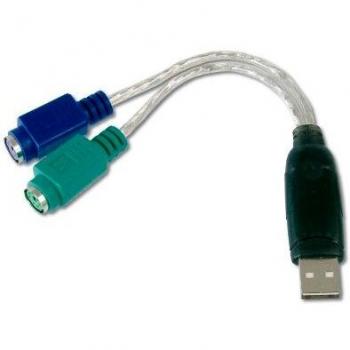 Adaptador DIGITUS USB a PS / 2 - Adaptador de mouse y teclado - Enchufe USB tipo A a 2 tomas Mini-Din 6 - Win 10 - Plug & Play