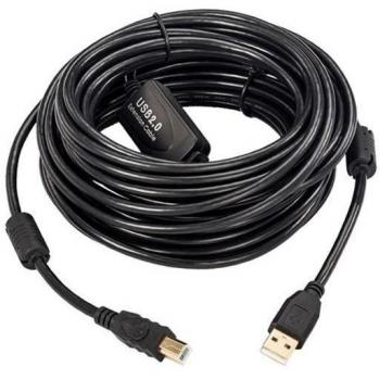 Cable USB 2.0 Activo Microconnect - Cable de Alta Velocidad de Transferencia de Datos USB A a USB B, Longitud de 20 metros en Color Negro