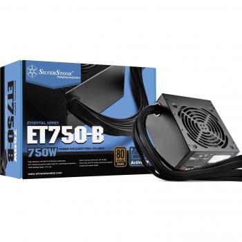 SilverStone SST-ET750-B - Serie Strider Essential, 750W 80 Plus Bronze ATX PC Fuente de alimentación, Baja sonoridad 120mm
