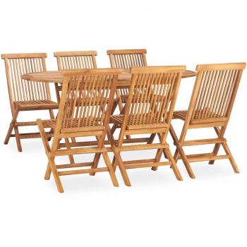 vidaXL 7 Piece Folding Outdoor Dining Set Solid Teak Wood