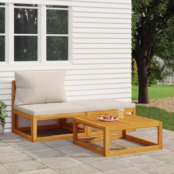3-Piece Acacia Wood Garden Lounge Set with Cushions