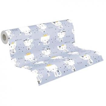 Papel Pintado Infantil Little Love - Vliestapete con Estampado de Animales en Gris, Blanco y Negro, 0.53 x 10 m