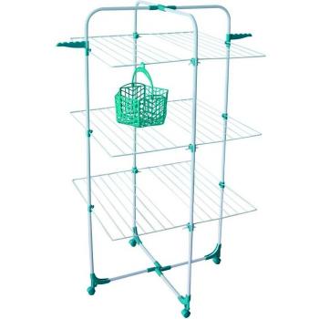 MSV TENDEDERO Vertical 3 Niveles con Accesorios, Metal Pintado, Blanco y Verde, 68x68x68 cm