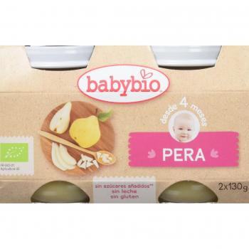 Babybio Potito de Pera - Paquete de 2 x 130 gr - Total: 260 gr