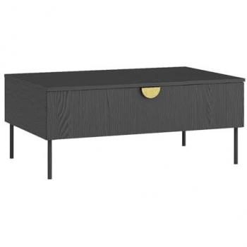 Mesa de centro Nataniel con 1 puerta - Negra y dorada - Con almacenamiento