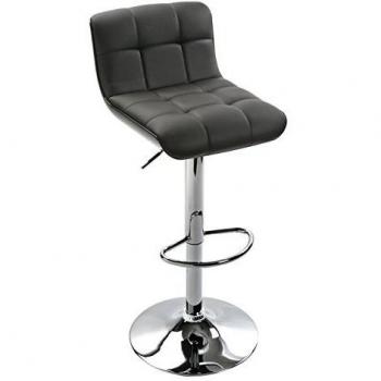 Versa Brighton 2 Taburete Regulable, Piel Sintética, Negro, 45 x 52 x 100 cm