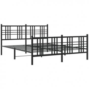 vidaXL Metal Bed Frame without Mattress with Footboard Black 150x200cm