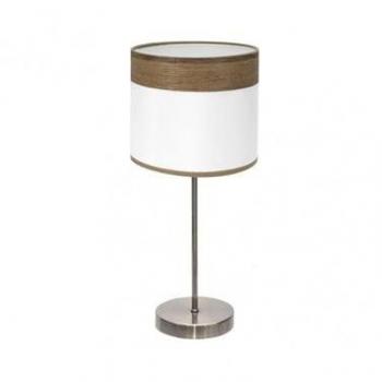 Lámpara de Mesa Moderna Cloe 1xe14 Cuero/Blanco-Madera Oscura 42x18x18 cm