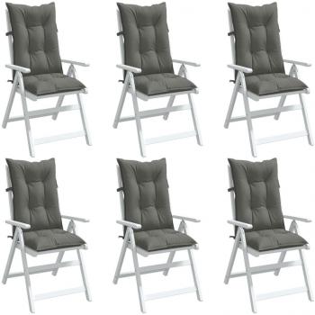 Cojines para silla respaldo alto 6 uds tela gris oscuro melange vidaXL