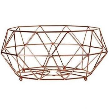 Premier Housewares Vertex – Frutero Chapado en Cobre, Metal, Cobre, 32 x 32 x 15 cm