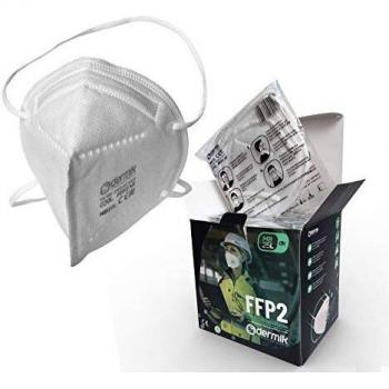 Mascarilla FFP2 Homologada Certificado CE. Caja 25 Mascarillas FFP2. Ajuste Gomas a Cabeza Sin Molestias en las Orejas. Mascarillas Dermik TB Group Protección Respiratoria 5 Capas Alta Filtración