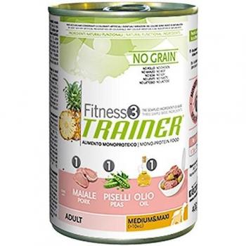 Comida Húmeda Natural Trainer Sensitive para Perros Adultos Medium Maxi Sin Gluten con Cerdo y Cereales Integrales - 400g