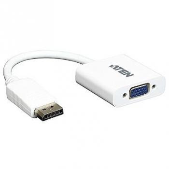 ATEN Conv./Boost DISPLAYPORT TO VGA Converter, UP TO 1920X12 DISPLAYPORT/VGA Adapter, DISPLAYPORT Male, VGA HDB-15 Female, Male Connector/Female Connector, Blanco