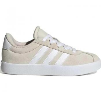 Zapatillas Adidas VL Court 3.0 Infantil, modelo JR; referencia ID6312, serraje color rosa palo-grisáceo, suela y piso blancos, ideales para pasear y combinar con vestido o vaqueros