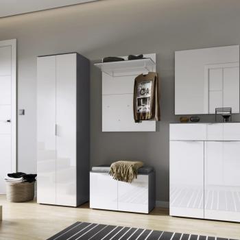 Zapatero Alemania con Banco GW-Rimini 75x40x48 cm grafito y blanco