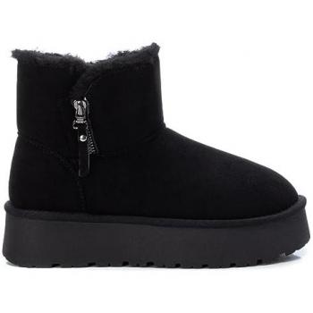 XTI Botines de mujer en piel vegana, color negro, con cierre de cremallera, antelina negra, talla 37