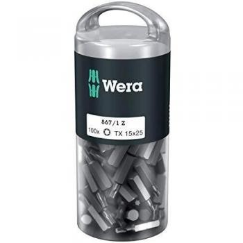 Punta TORX 867/1 Z TORX 15 x 25 mm DIY-Box Wera 05072447001, Conector torx® pz 1/4'' grande pack, 25 mm de largo, dimensiones