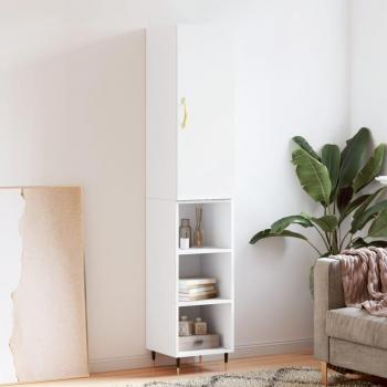 Aparador alto blanco de madera contrachapada 34,5x34x180 cm