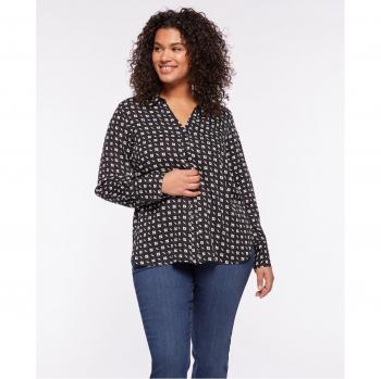 Camisa estampada de mujer con cuello de pico de viscosa ECOVERO™