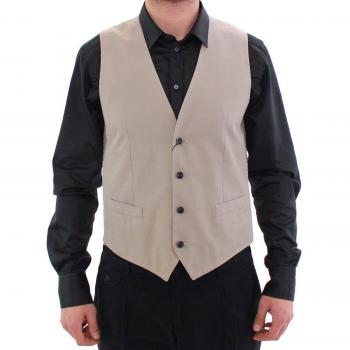 Dolce & Gabbana Beige Silk Blend Dress Formal Vest Gilet - IT46 | S