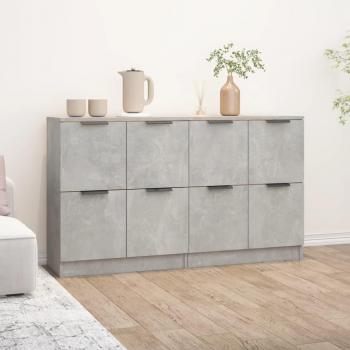 Aparadores 2 UDS Madera Contrachapada Gris Hormigón 60x30x70 cm